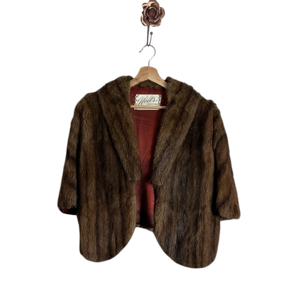 Noel's Fine Furs Brown Multi-tone Fur Shrug Stole Capelet One Size Classic Glam